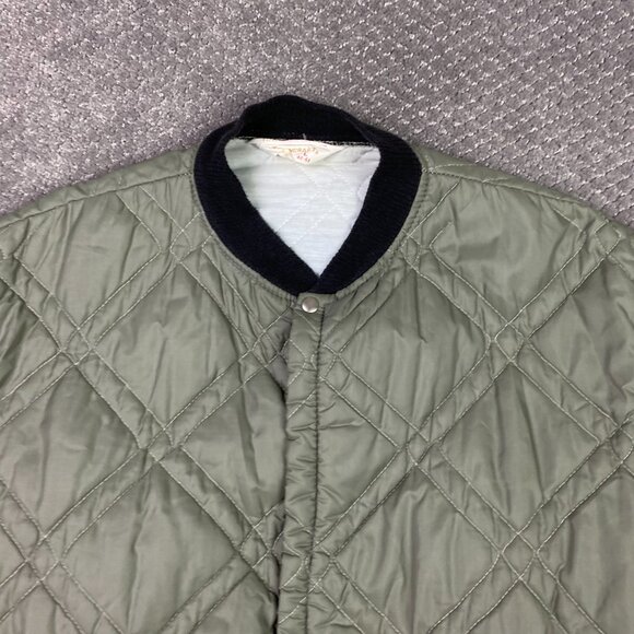 Vintage JCPenney Towncraft Quilted Bomber Jacket Mens Large Medium Olive Penneys - Picture 3 of 14